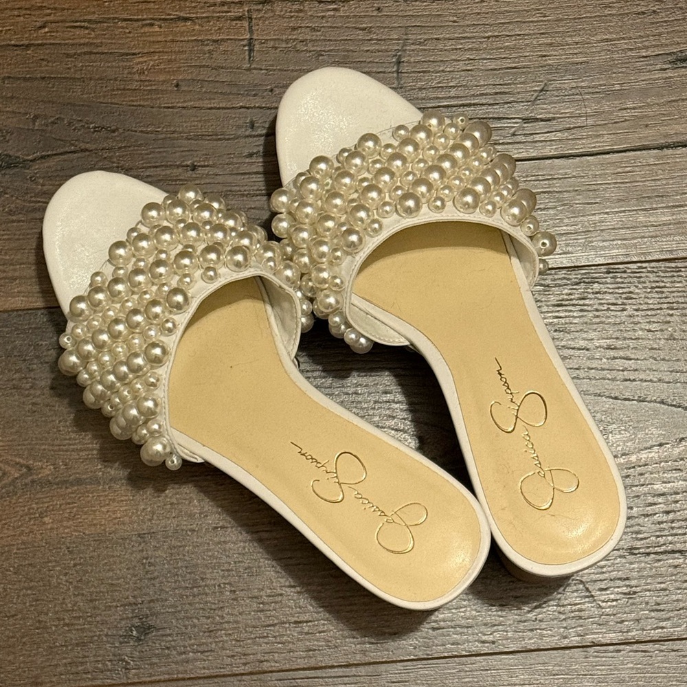 Jessica Simpson White Pearl Embellished Women's heels size 11
